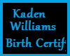 Kaden Birth Certificate