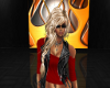 (SL)Leather Vest/Red Top