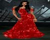 Red Fluted Hem Gown