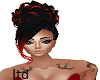 red and black hair bun