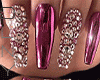Burgundy Diamonds Nails