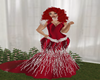 RED FEATHERED GOWN