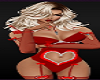 Sexy Blond in Red Lingerie Hearts