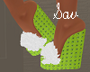 Fur Wedges-Mint/Wht