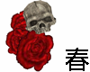 838SkullRoseRed紅玫瑰