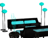 Teal/Black Couch & Table