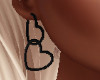 Heart x2 Earrings-Black