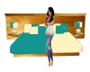 Tan Teal Striped Bed