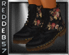 Half Floral Black Boots
