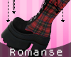 Goth Red Plaid Boots