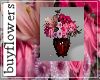 #F* pink flower red vase