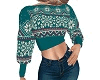 *Teal Xmas Crop Sweater*