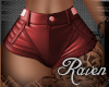 *R* Leather Shorts Red