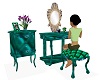 Teal Hair Combing Table