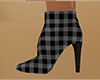 Gray Plaid Ankle Boots F