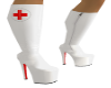 White Latex Nurse Boots