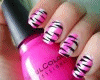 Short Pink Zebra Nails