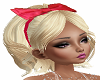 Blond Doll Hair Pink Bow