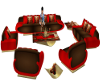 red & brown couch set
