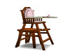 pink and wood high chair