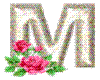 M WITH ROSES AND GLITTER