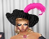 pink feather hat