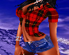 PF DENIM SHORTS/PLAID T