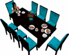 Teal pose dining table