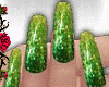 Green Nails + Gold Ring