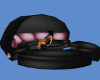 pink/black round sofa