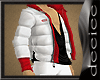 white jacket with red