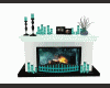 Teal fireplace