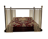 maroon gold poseless bed