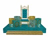 Teal and gold throne
