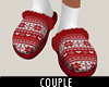 Xmas Couple Slippers Red