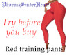 Red training pants