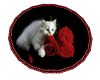 Rug w/cat & roses