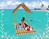 beach bamboo raft kiss