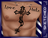 Love Hate Chest Tattoo
