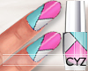 !CYZ Graphic Pink Nails