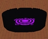 purple and black pet bed