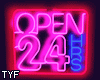TF, 24 H neon sign