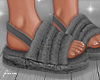 f. grey fur slippers