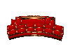 red and brass couch