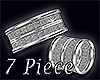 7pc Silver 3 rim crystal