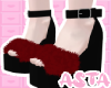 Black+red pompom heels