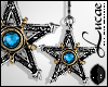 Aqua Pentagram Earrings