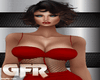 red fishnet dress