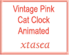 Vintage Pink Cat Clock A