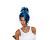Blue Hair With Flowers